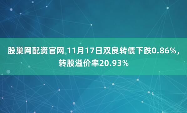 股巢网配资官网 11月17日双良转债下跌0.86%，转股溢价率20.93%