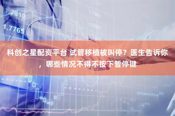 科创之星配资平台 试管移植被叫停？医生告诉你，哪些情况不得不按下暂停键